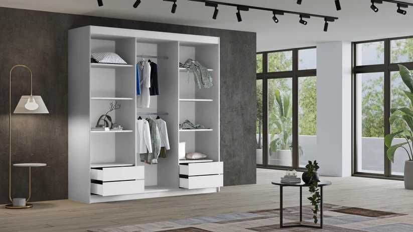 Szafa Przesuwna Garderoba Tio 180cm Dąb Artisan z Lustrem do Sypialni