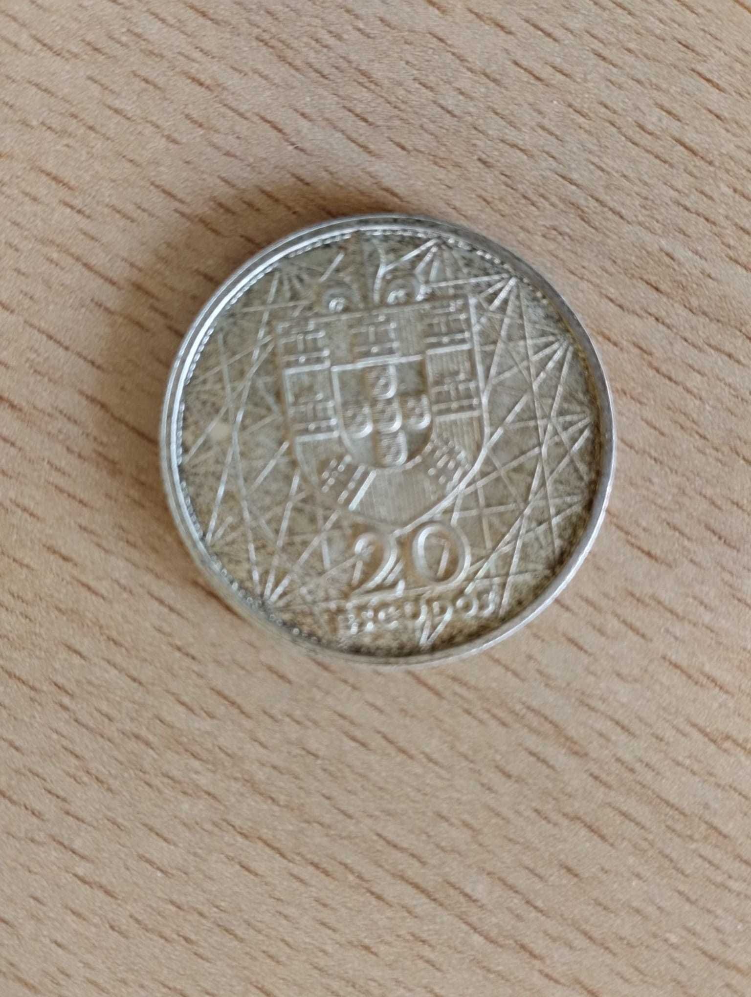 Moeda de prata 20$00 - 1966 da Ponte Salazar - atual Ponte 25 de Abril