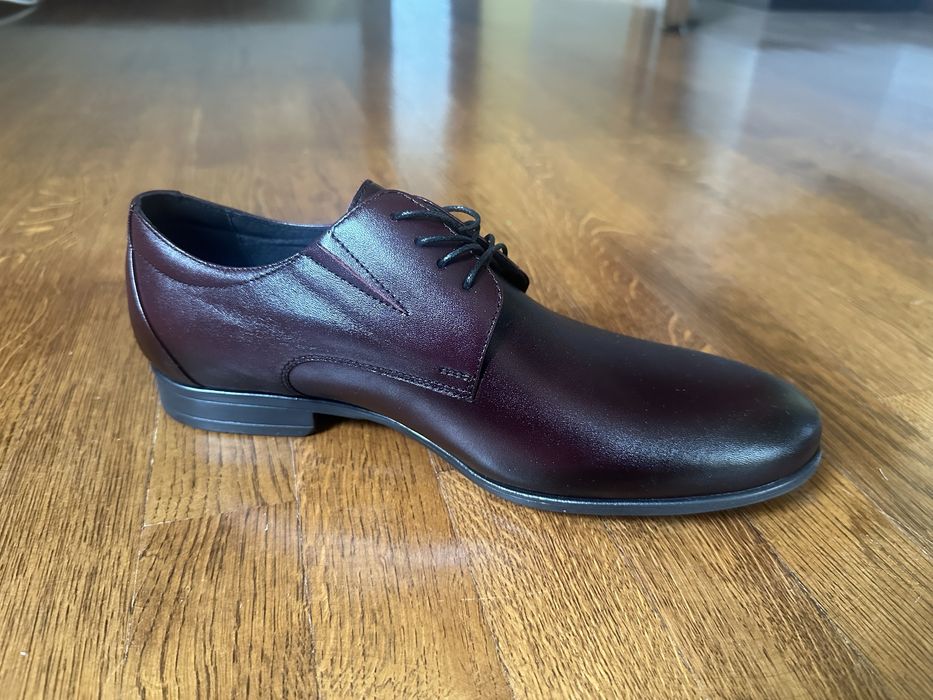 Nowe eleganckie buty męskie, wizytowe bordowe skóra naturalna R. 40