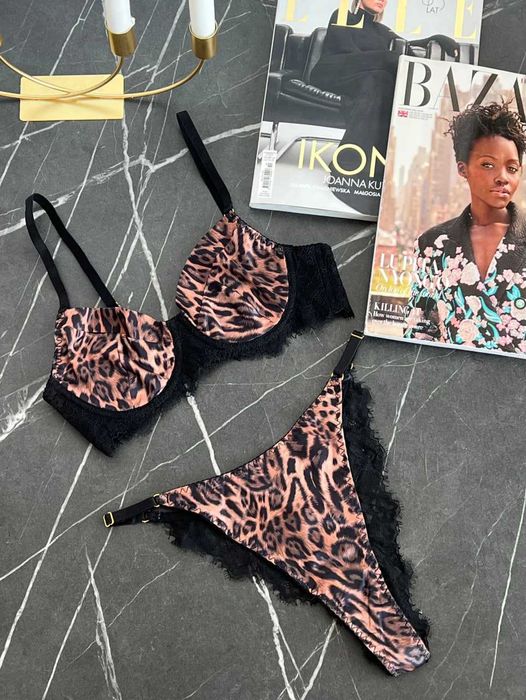 БІЛИЗНА ЖІНОЧА Леопардовий комплект з мереживом