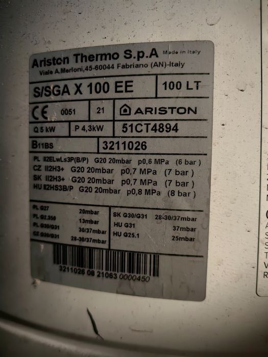 Bojler gazowy Ariston 100 L