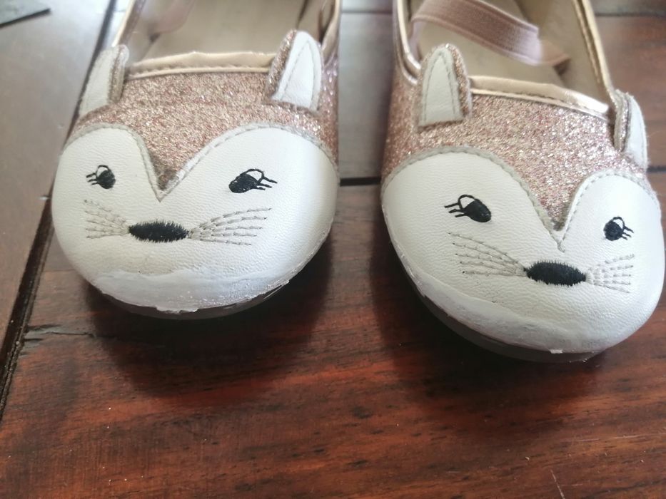 Baleriny Nelly blu, błysk brokat złoto rozmiar 28, długość wkładki 18c