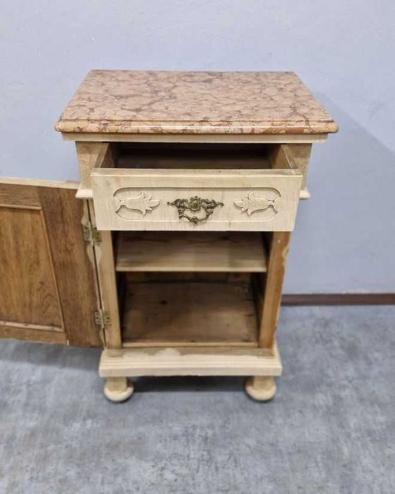 Dębowa Szafka Secesyjna z Kamiennym Blatem AntykiMarki.pl