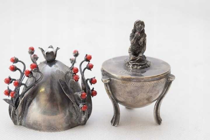 CARSKIE SREBRNE JAJO jajko - secesja kwiat  PR84