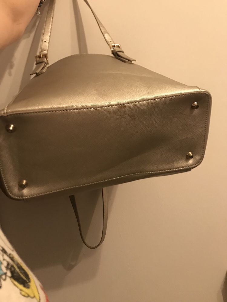 Torebka damska shopper bag A4 srebrna