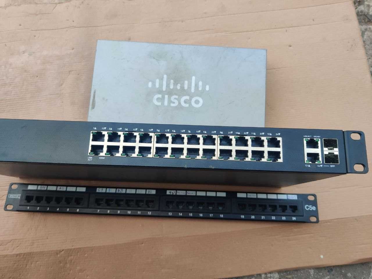 Комутатор Cisco 24\16 портів, патч панель