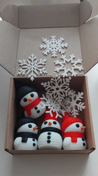 Іграшка на ялинку Сніговички (набор 4 шт+ 6 сніжинок), игрушка на ёлку