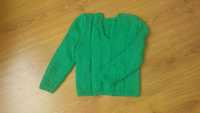 Nowy Zielony sweter robiony na drutach. Rozm. 80-86