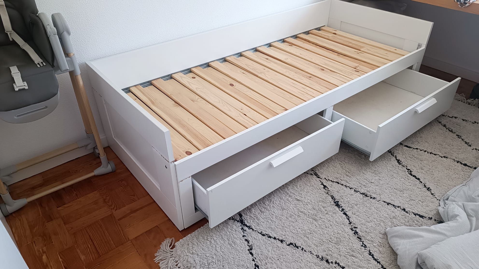 Cama indiv/dupla c/ 2gavetas/2colchões, branco/Ågotnes