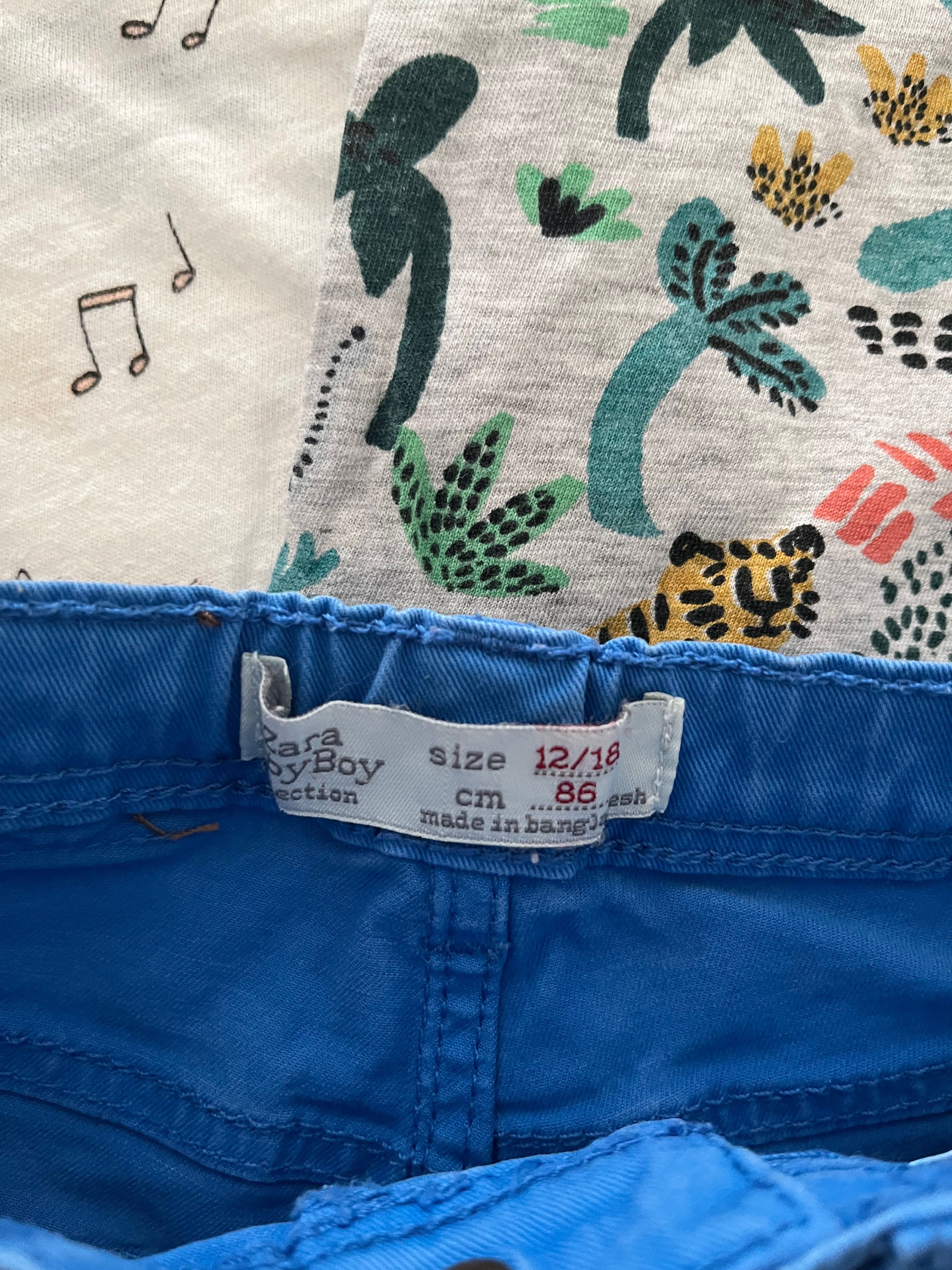 T-shirt bluzka Zara H&M krótkie spodenki szorty 12-18 miesięcy 80/86