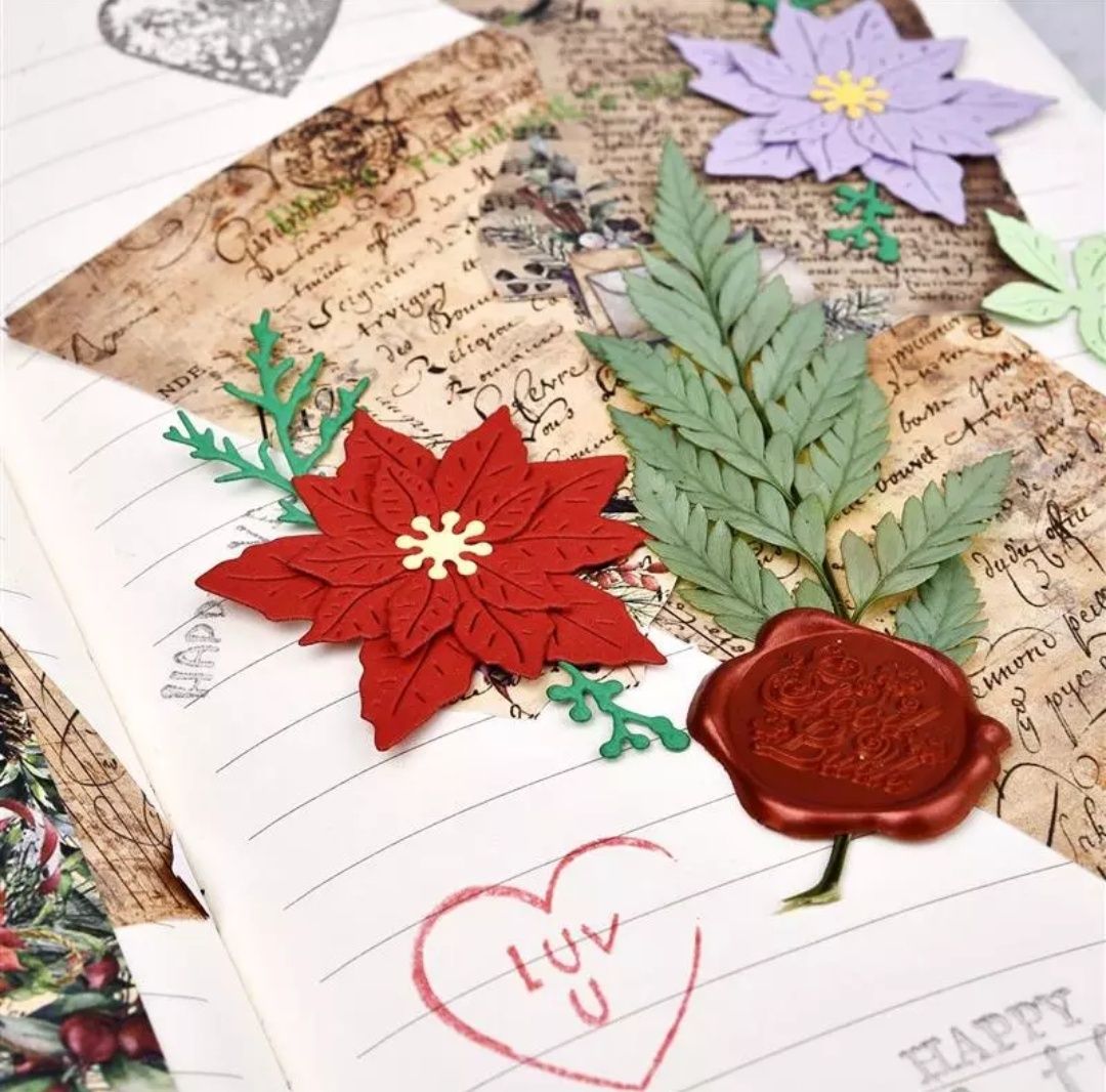 Gwiazda betlejemska zestaw kwiat scrapbooking Święta