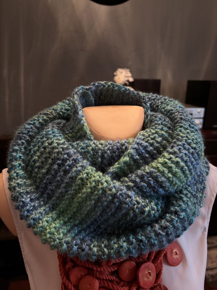 Komplet zimowy czapka plus szeroki komin Handmade 30% wełny
