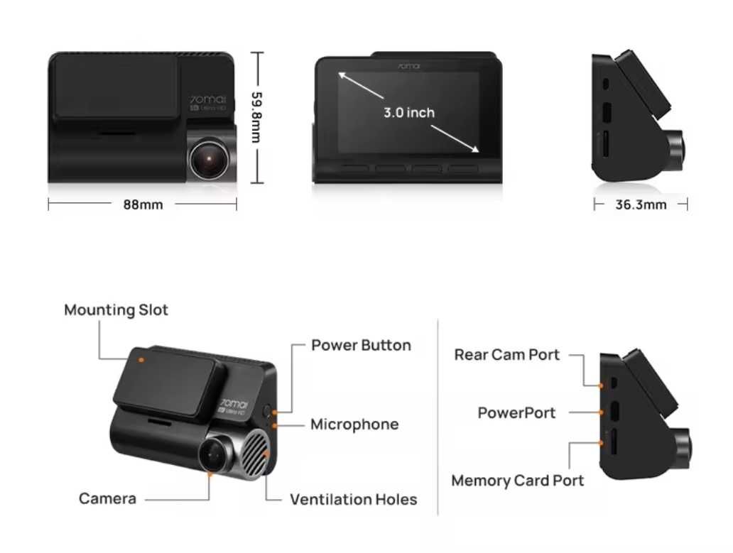 Відеореєстратор 70mai Dash Cam 4K A810 + камера RC12 HDR
