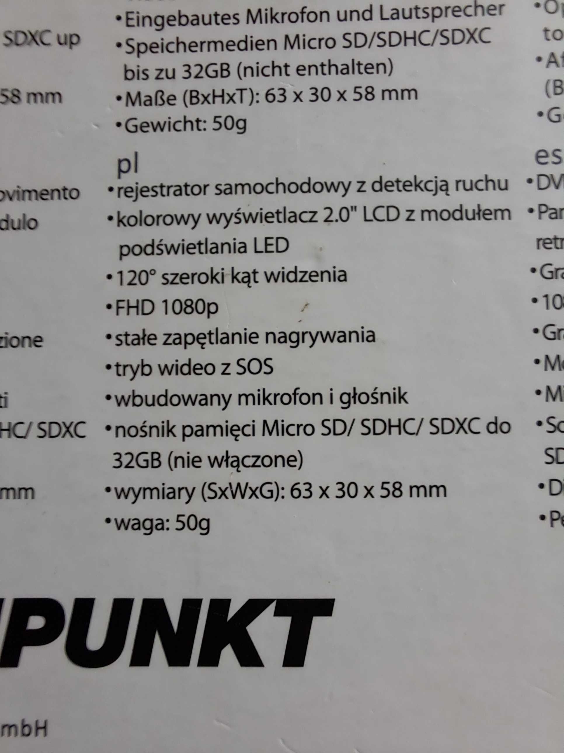 Kamerka , videorejstrator Blaupunkt BP 2.0 Fhd