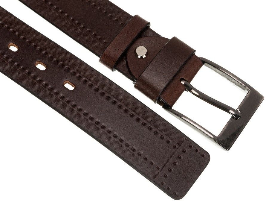 szeroki skórzany pasek męski z ozdobną perforacją - peterson