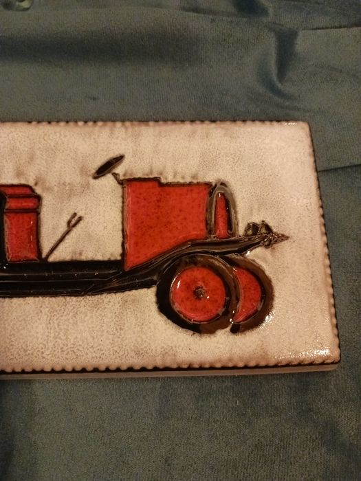 Plakieta ścienna ceramika auto Vintage
