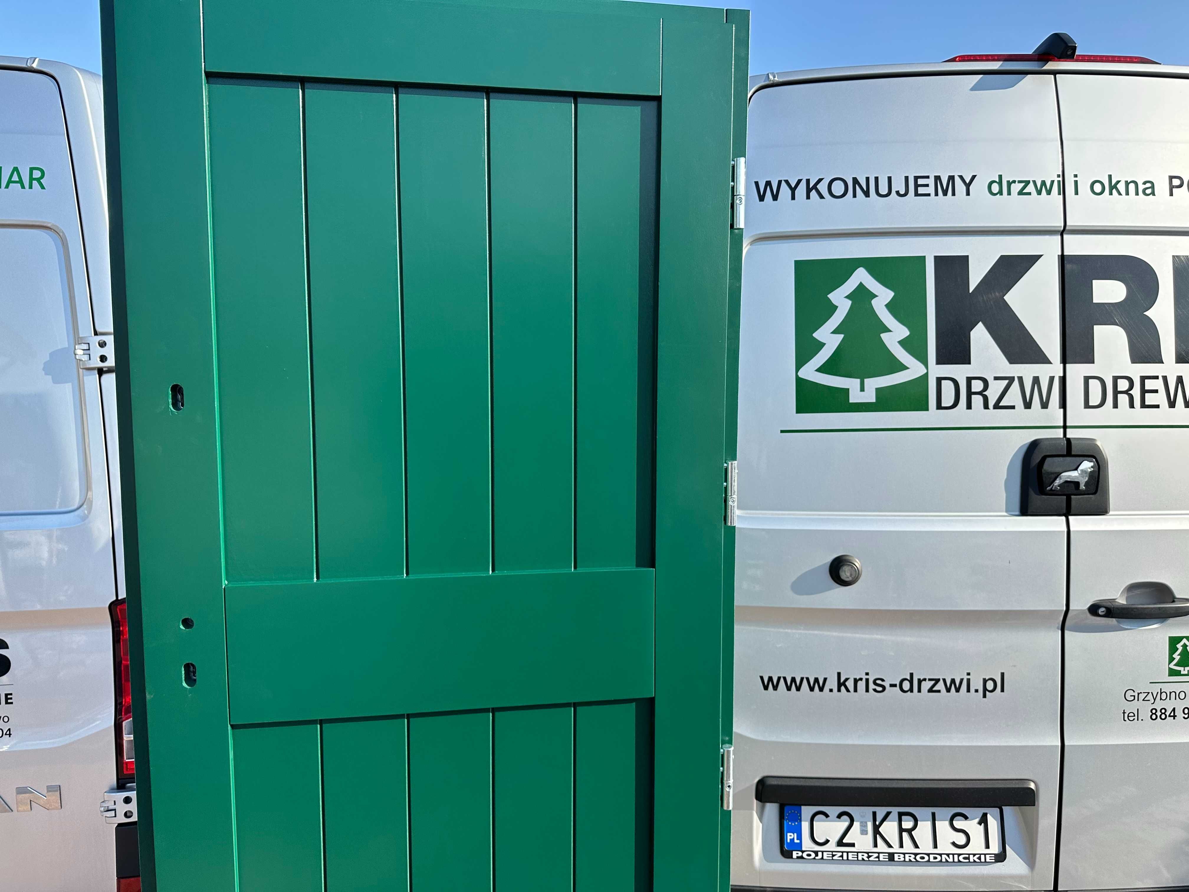 Drzwi zewnętrzne drewniane 900 Ofert zielone ral 6005 NA KAŻDY WYMIAR