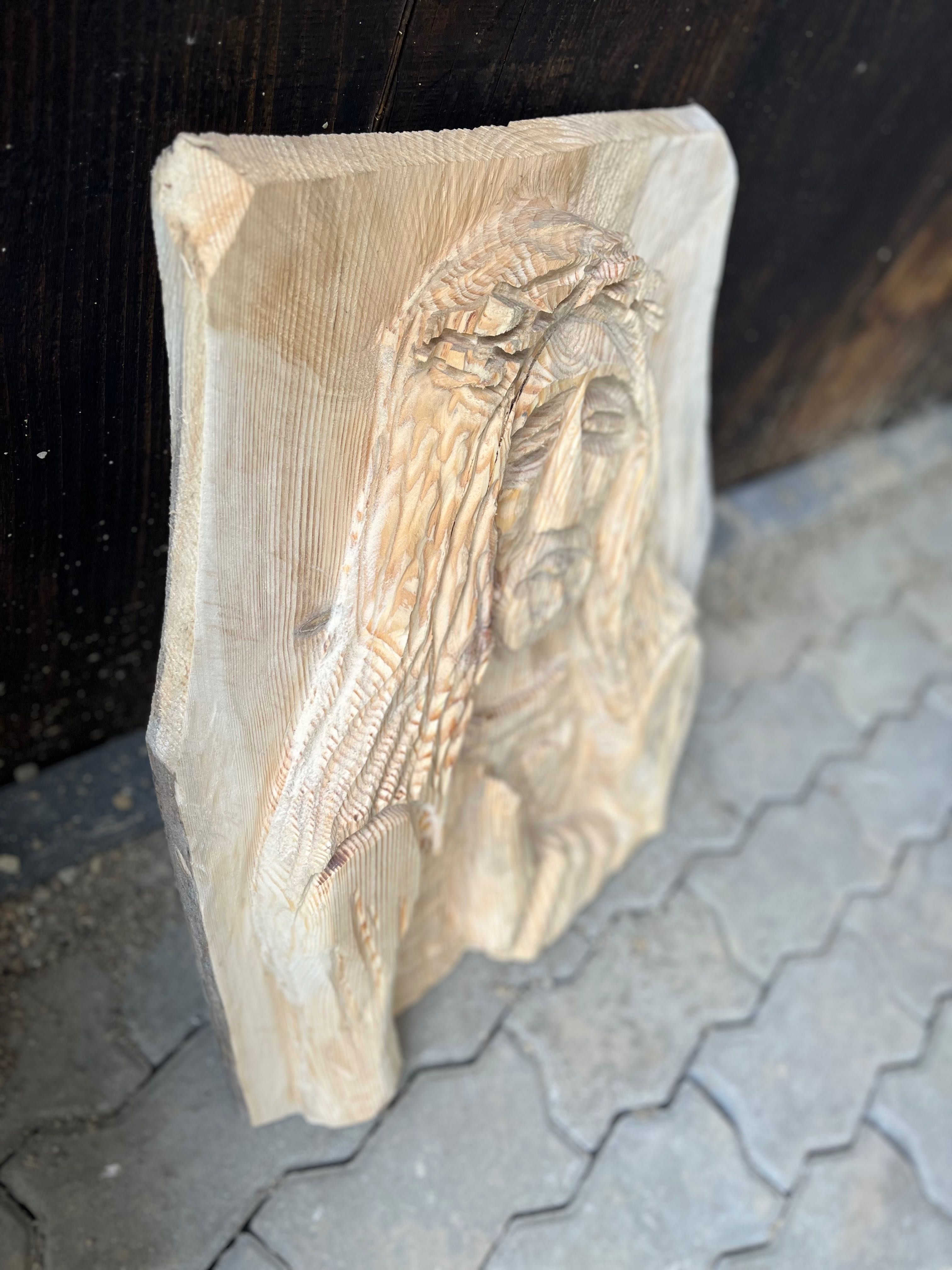 Rzeźba z drewna Jezus 3D rękodzieło! Jedyna w swoim rodzaju! Sprawdź