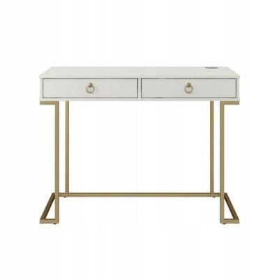 Konsola Biurko WESTPORT Biały/ złoty 115 cm 50 cm ze schowkiem
