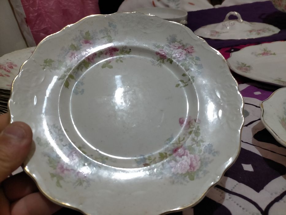 Serviço pintado há mao com contorno em ouro , com 120anos