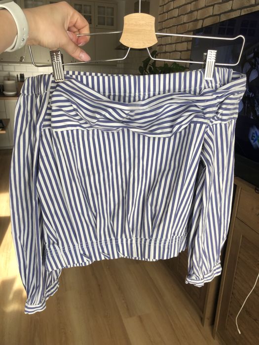 Hiszpanka zara m niebiesko biała bluzka zara 38