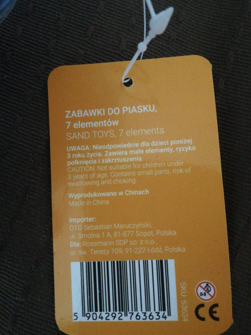 Zestaw 7 zabawek do piasku. Nowy