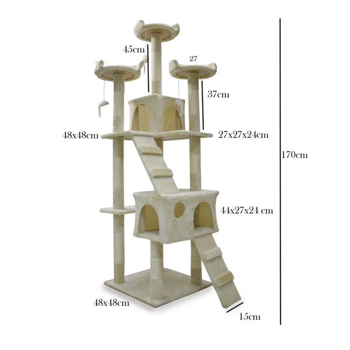 drapak dla kota wysoki 170 cm domek zabawki legowisko czarny - Nowy
