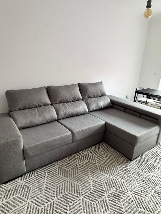 Sofá Cinzento Retrátil e Reclinável + 4 bancos - NOVO