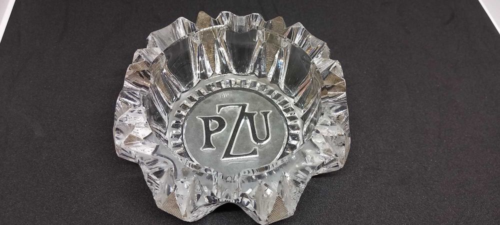 Kryształowa popielniczka PZU ciężka popielniczka PRL