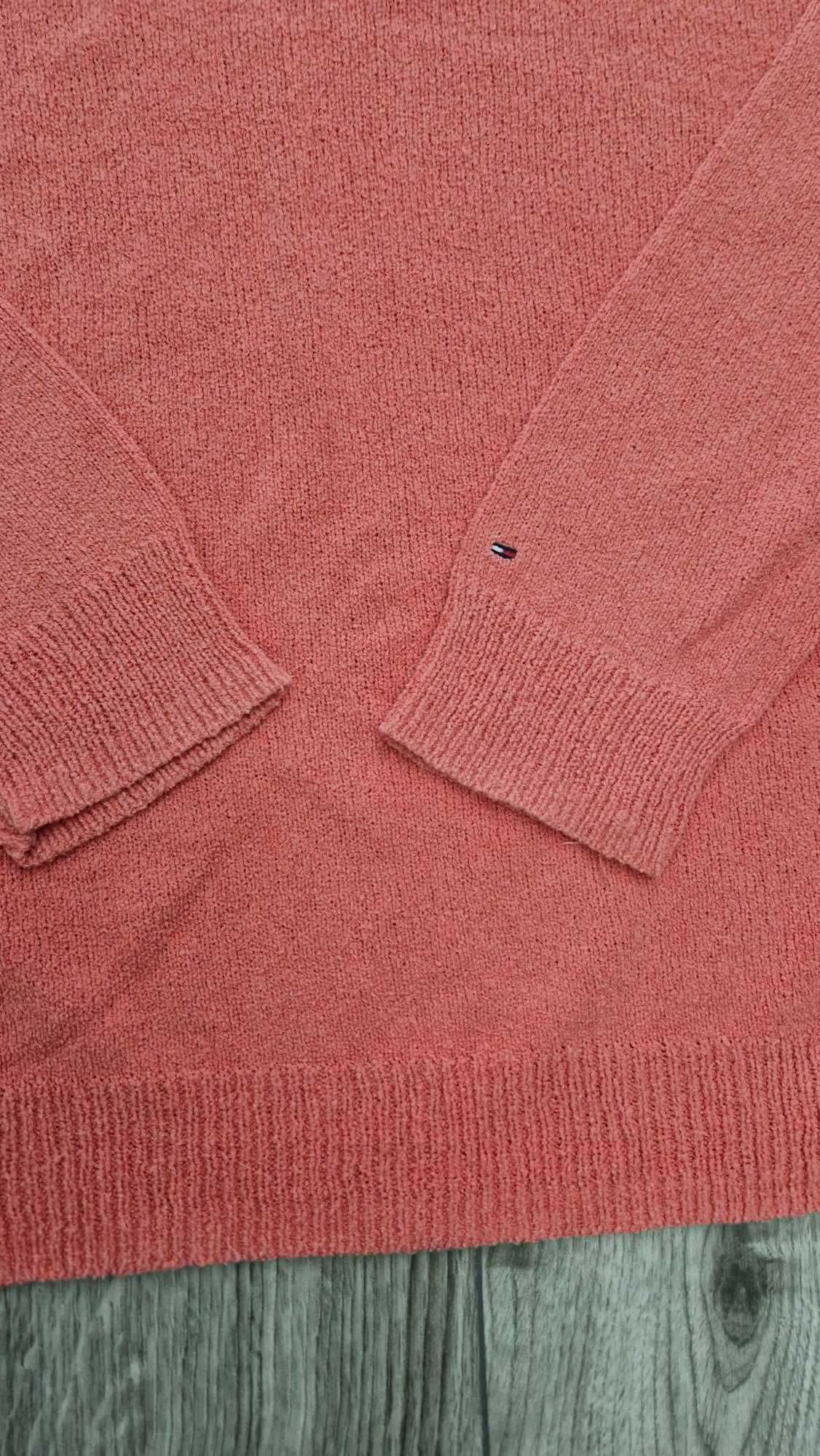 Koralowy sweter • męski • okrągły dekolt • Tommy Jeans 38/M • bawełna