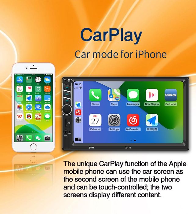 Автоманітола 7дюїмів Carplay android auto