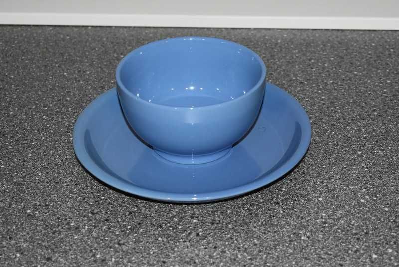 Niebieski komplet miska + talerzyk talerz zestaw Zara