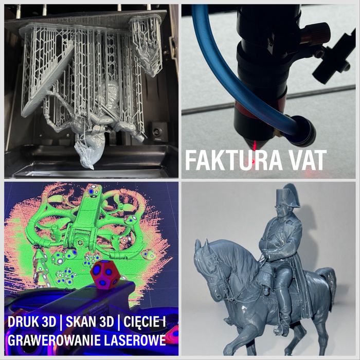 DRUK 3D/ SKAN 3D/ Cięcie-Grawer LASER prototypy części FAKTURA VAT