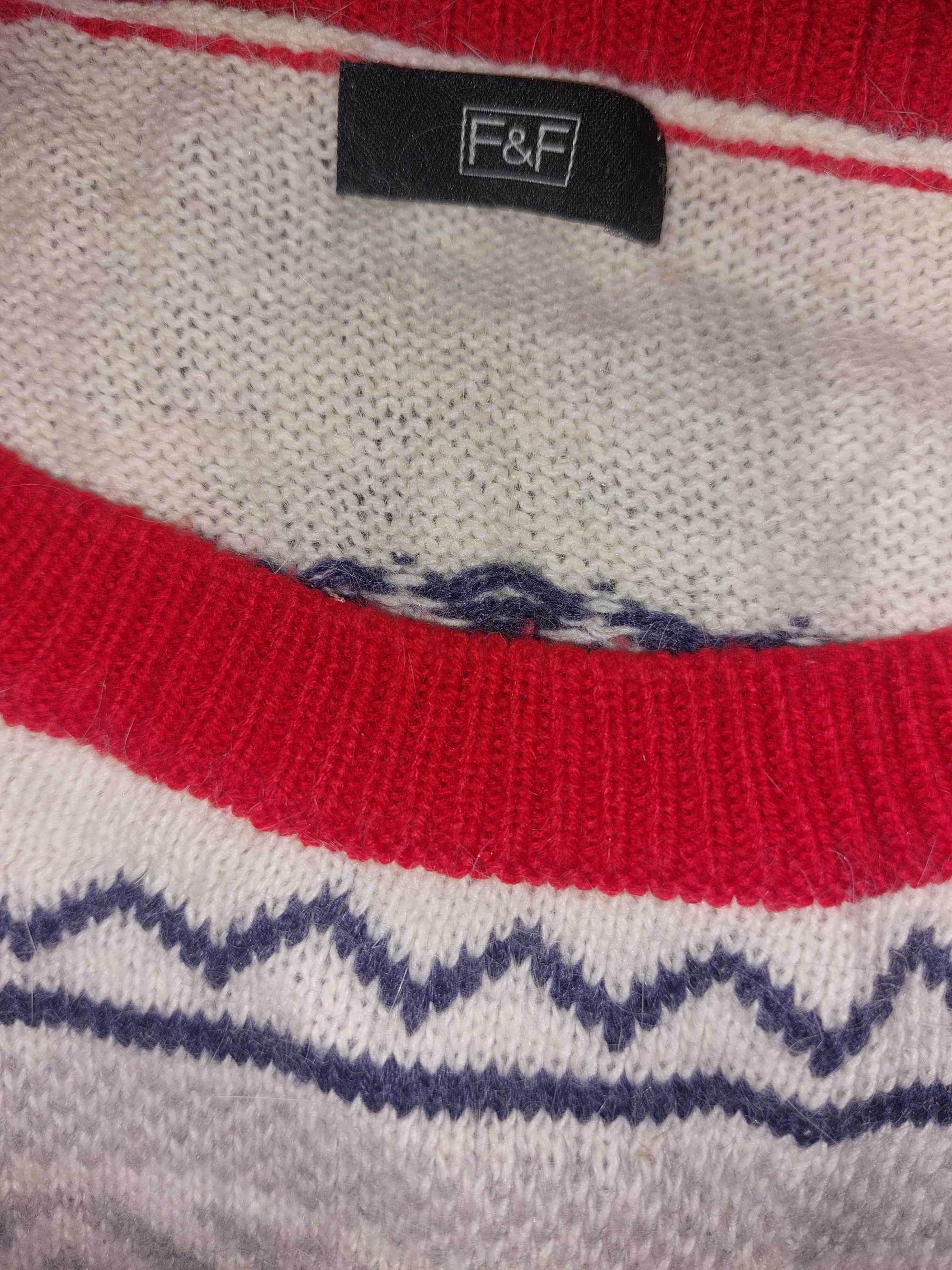 Sweter F&F w norweskie wzory przyjemny w dotyku, nie drapie, rozmiar M