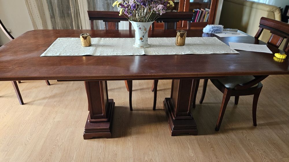 Mesa de sala de Jantar em Cerejeira - 220x110x80 + 6 Cadeiras