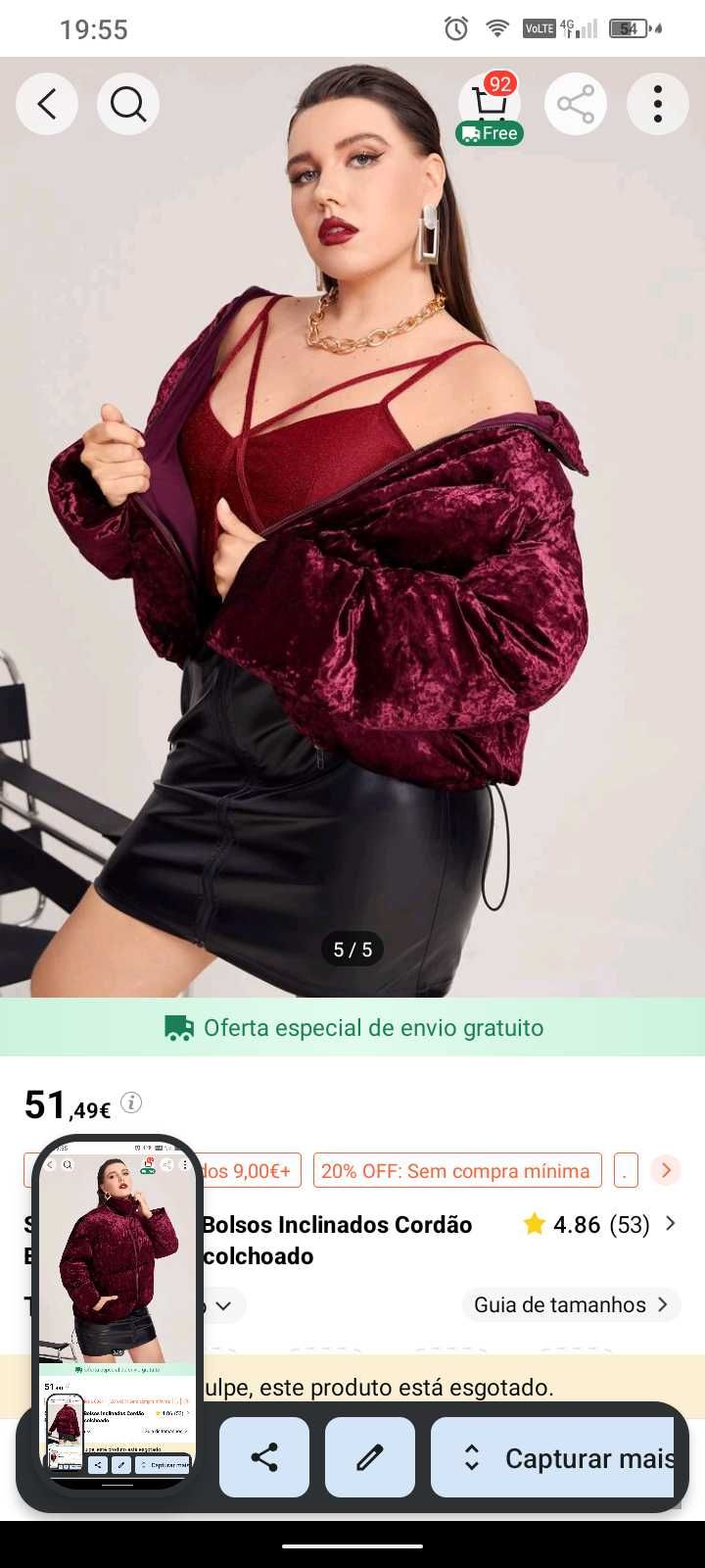 Casaco acolchoado usado 3 vezes