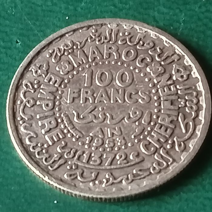 diram moeda marrocos 100  francos ano 1372
