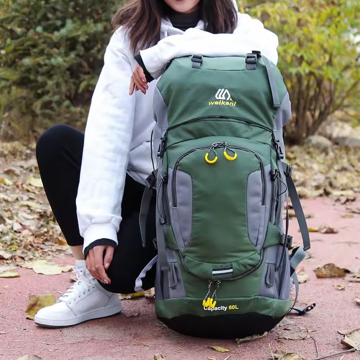 Туристичний трекінговий похідний рюкзак Weikani 60L зелений + чехол