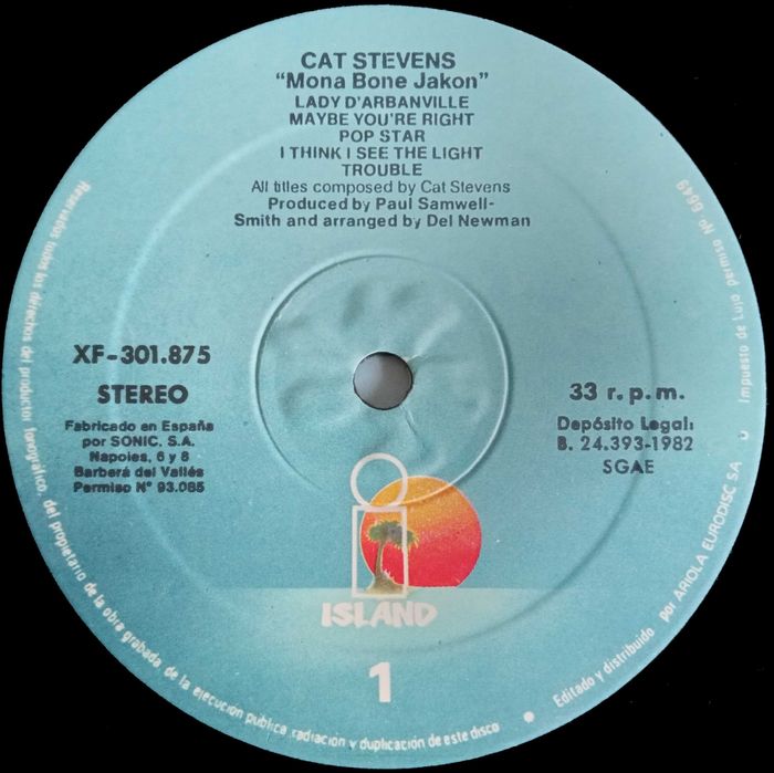 Cat Stevens	- - - - -	Mona Bone Jakon	- - - - -	LP