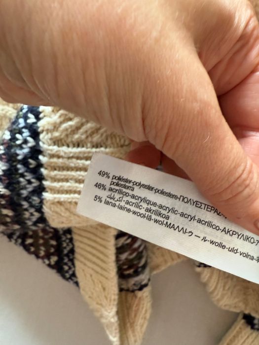 Zara kardigan gruby splot norweski wzór