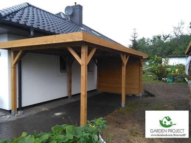 wiata carport płaski dach na jeden samochód montaż