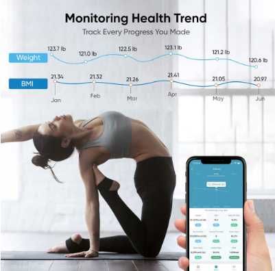 Cyfrowa waga Bluetooth z monitorem procentowego składu tkanki, BMI BMR