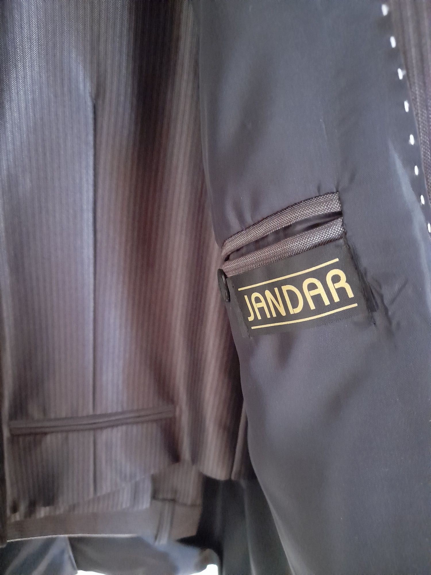 Nowy garnitur Jandar 176 L xl 3w1 marynarka kamizelka spodnie prążki
