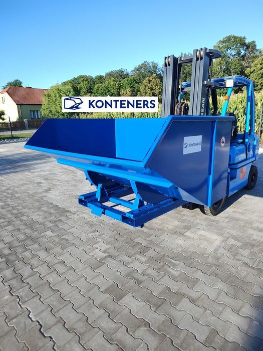 Kontener samowyładowczy 2m3 do wózka widłowego/ WIÓRY/ ZŁOM/ STAL