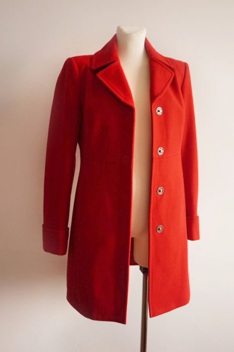 Czerwony płaszcz wełniany wełna bosmanka S/M