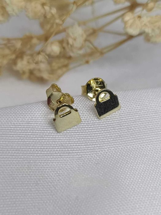 Śliczne SREBRNE Kolczyki Torebki TOREBECZKI w kolorze ZŁOTYM p925 NOWE