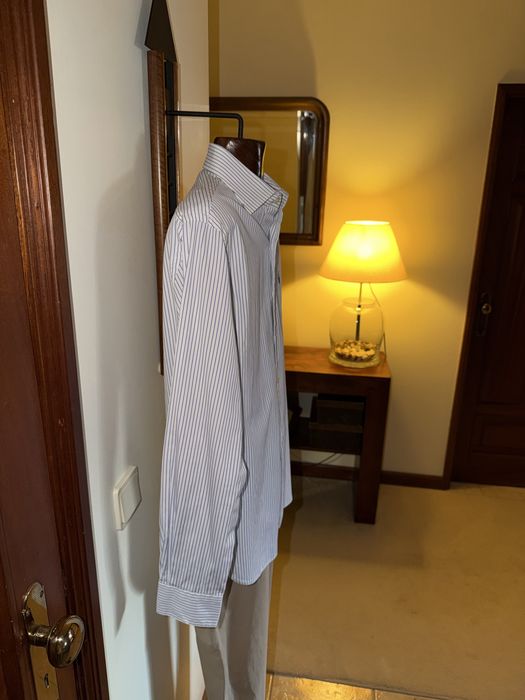 Camisa Ralph Lauren- Branca com riscas azuis - Slim fit - 39