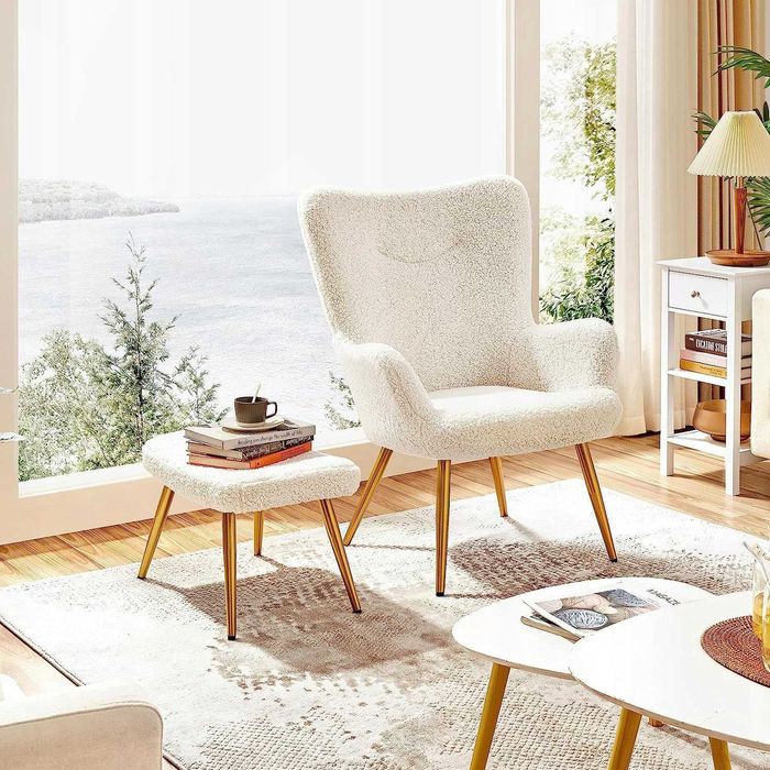 FOTEL uszak PODNÓŻEK biały polar GLAMOUR duży wybór OUTLET