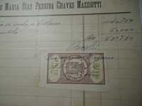 Documento / Recibo com selo 20  Reis. Ano  1894