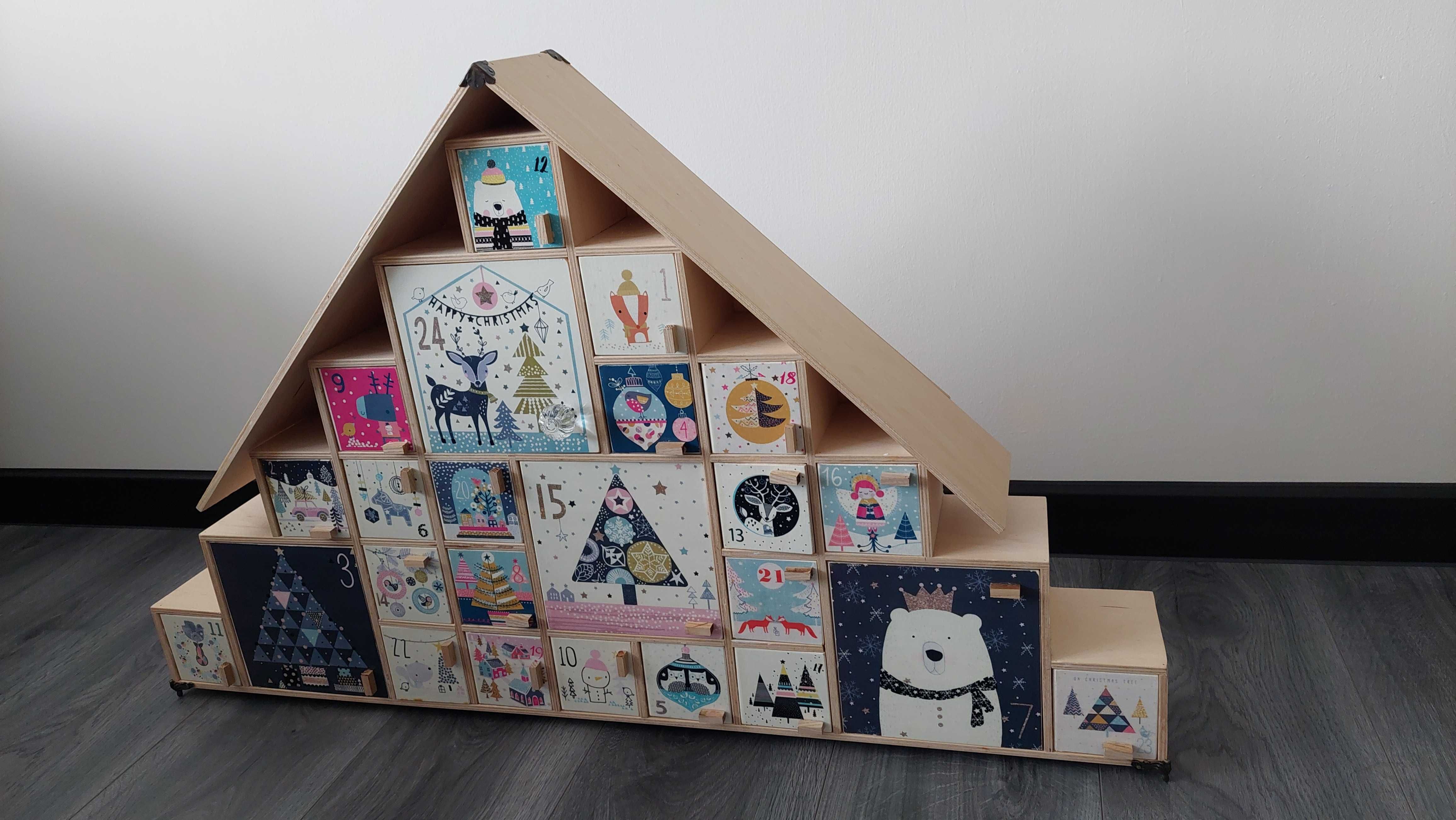 Kalendarz adwentowy drewniany hand made duży xl ręcznie robiony